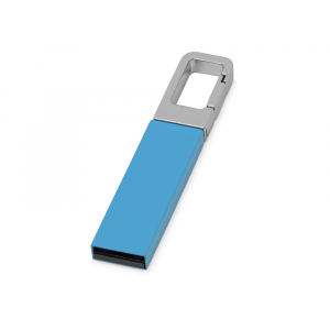 Флеш-карта USB 2.0 16 Gb с карабином Hook, голубой/серебристый - купить оптом