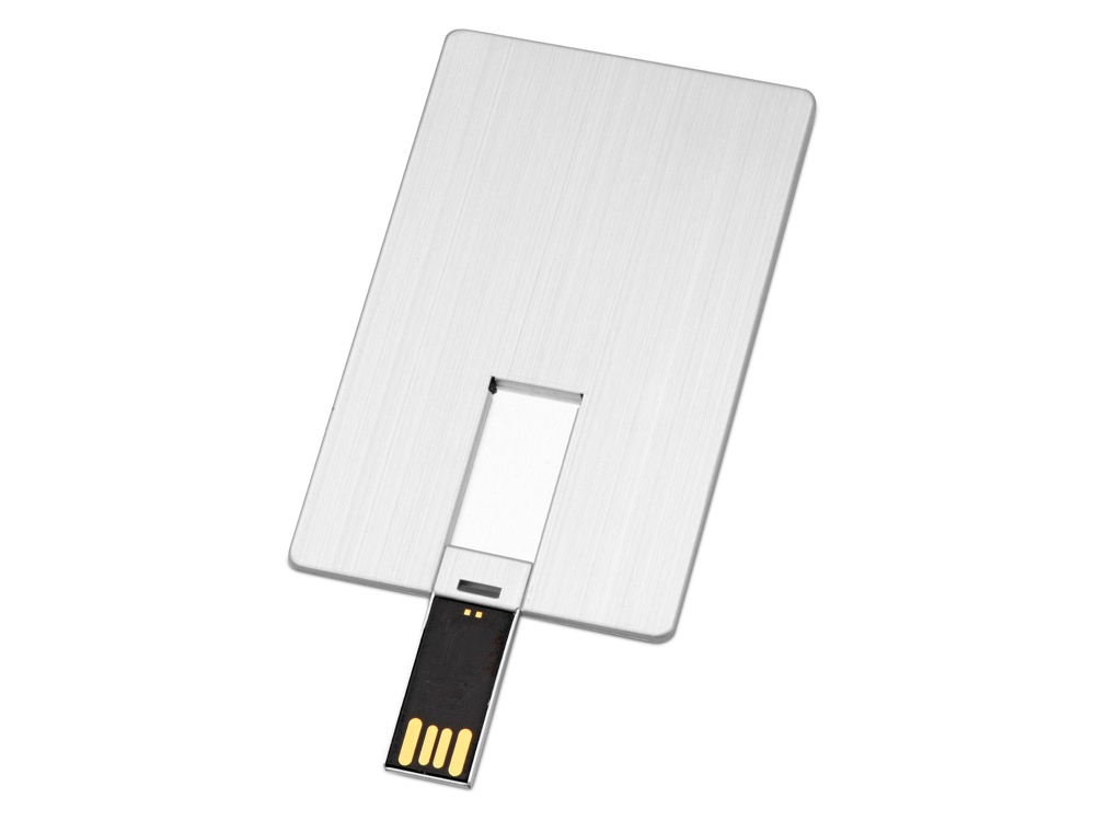 Флеш-карта USB 2.0 16 Gb в виде металлической карты Card Metal, серебристый - купить оптом