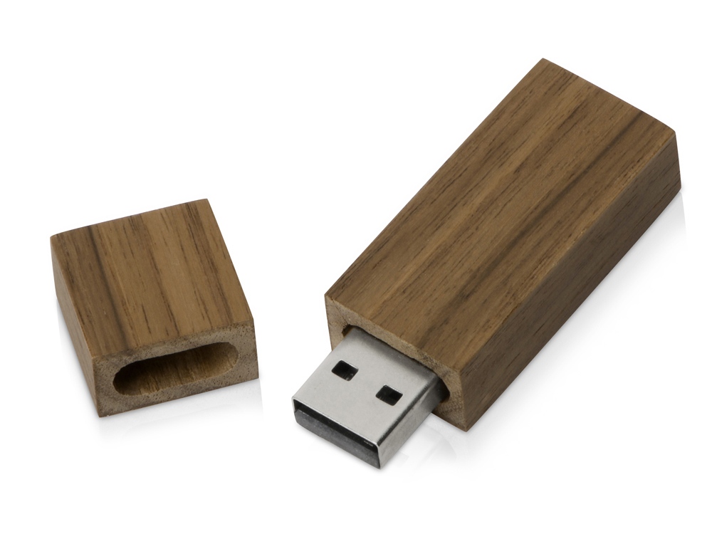 Флеш-карта USB 2.0 16 Gb Woody с магнитным колпачком, темное дерево - купить оптом