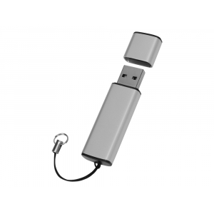 Флеш-карта USB 2.0 16 Gb металлическая с колпачком Borgir, стальной - купить оптом