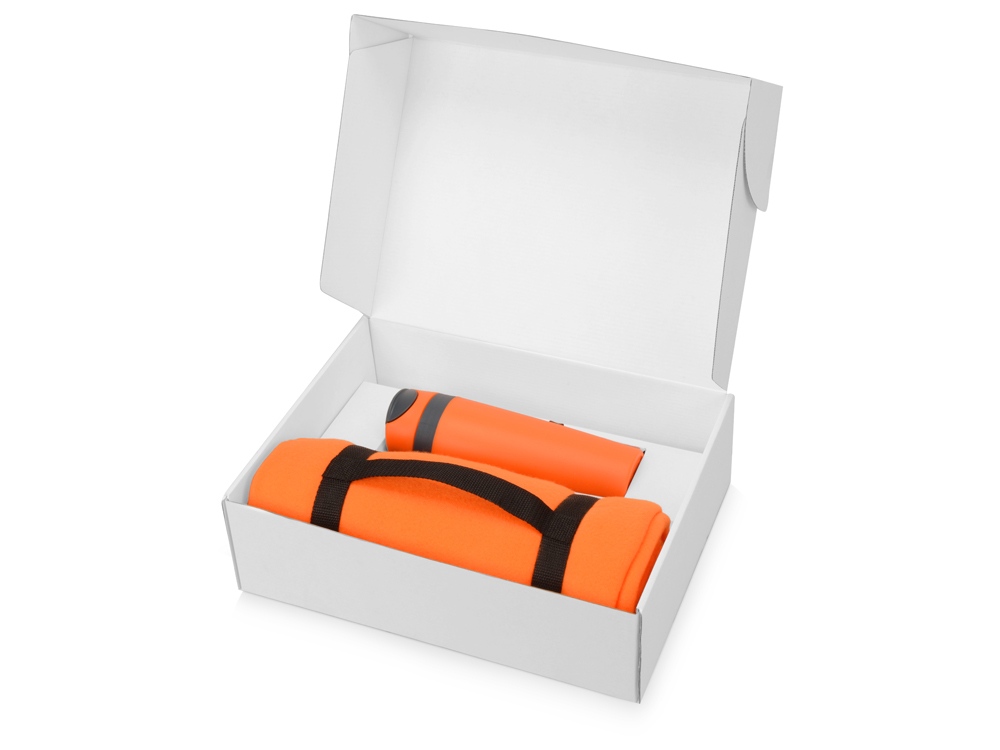 Подарочный набор Cozy с пледом и термокружкой, оранжевый - купить оптом