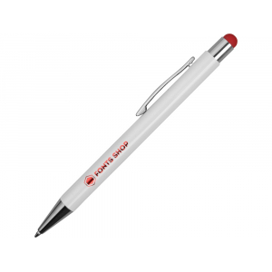 Ручка металлическая шариковая Flowery со стилусом и цветным зеркальным слоем, белый/красный - купить оптом
