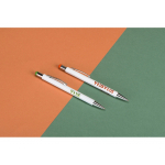 Ручка металлическая шариковая Flowery со стилусом и цветным зеркальным слоем, белый/зеленое яблоко, фото 4