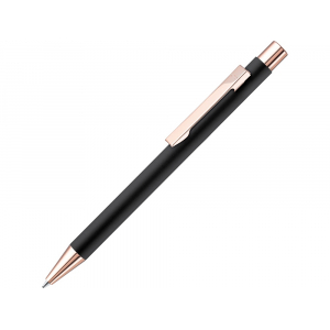 Ручка шариковая металлическая STRAIGHT RO GO GUM, soft-touch, черный/золотистый - купить оптом