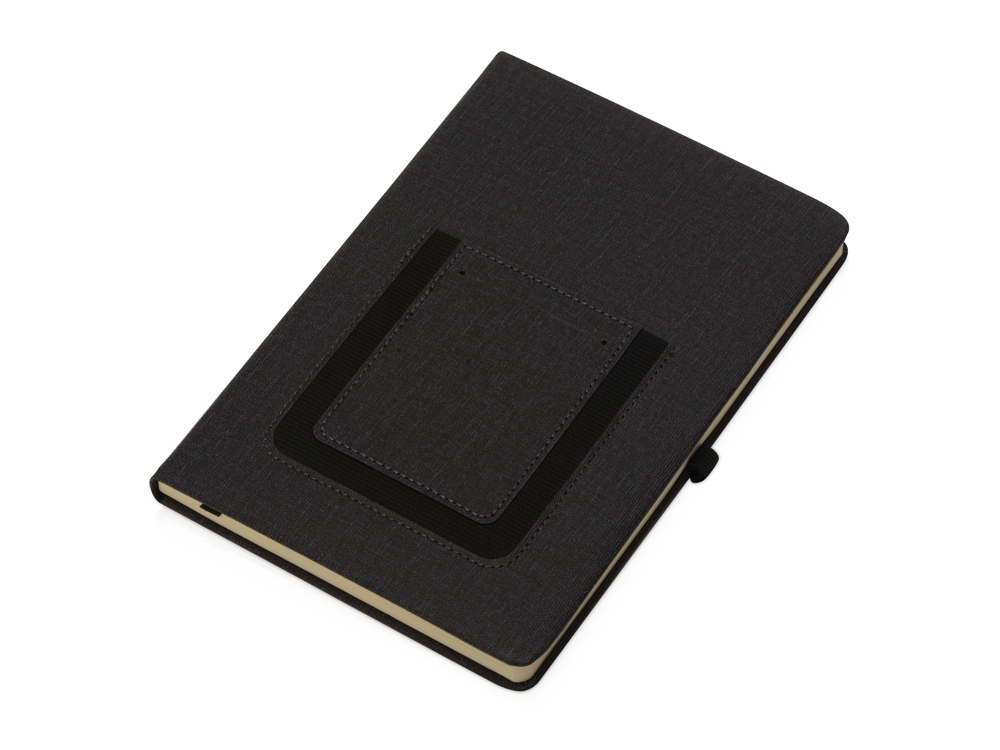 Блокнот Pocket 140*205 мм с карманом для телефона, черный - купить оптом