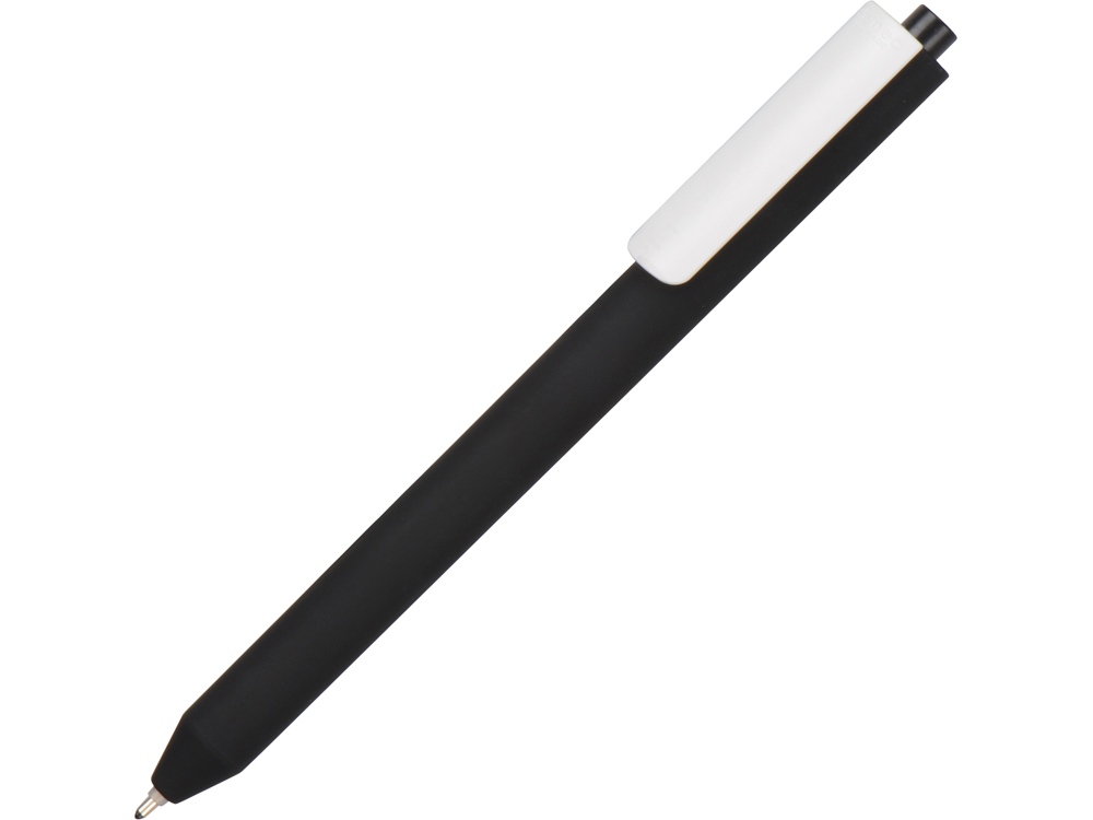 Ручка шариковая Pigra модель P03 PRM софт-тач, черный/белый - купить оптом