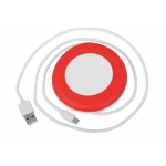 Беспроводное зарядное устройство со встроенным кабелем 2-в-1 Disc, красный, фото 1