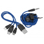 Набор с наушниками и зарядным кабелем 3-в-1 In motion, синий, фото 3