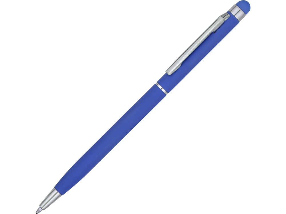 Ручка-стилус шариковая Jucy Soft с покрытием soft touch, синий - купить оптом