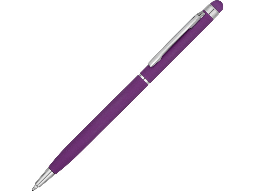 Ручка-стилус шариковая Jucy Soft с покрытием soft touch, фиолетовый - купить оптом