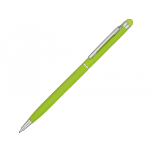 Ручка-стилус шариковая Jucy Soft с покрытием soft touch, зеленое яблоко - купить оптом