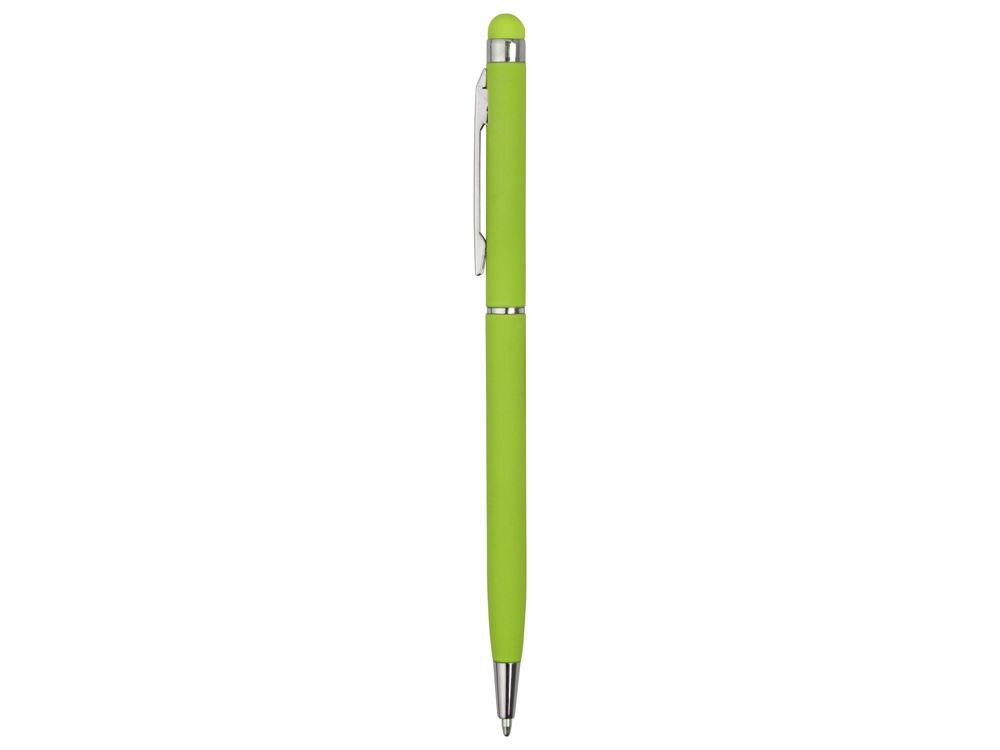 Ручка-стилус шариковая Jucy Soft с покрытием soft touch, зеленое яблоко - купить оптом