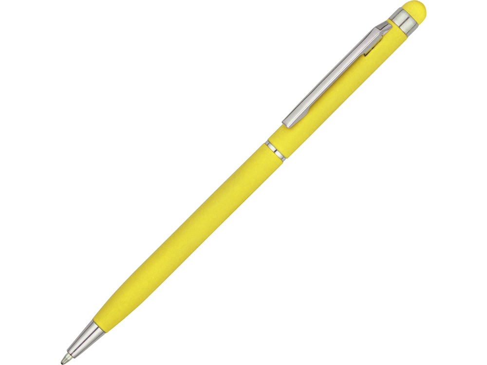 Ручка-стилус шариковая Jucy Soft с покрытием soft touch, желтый - купить оптом