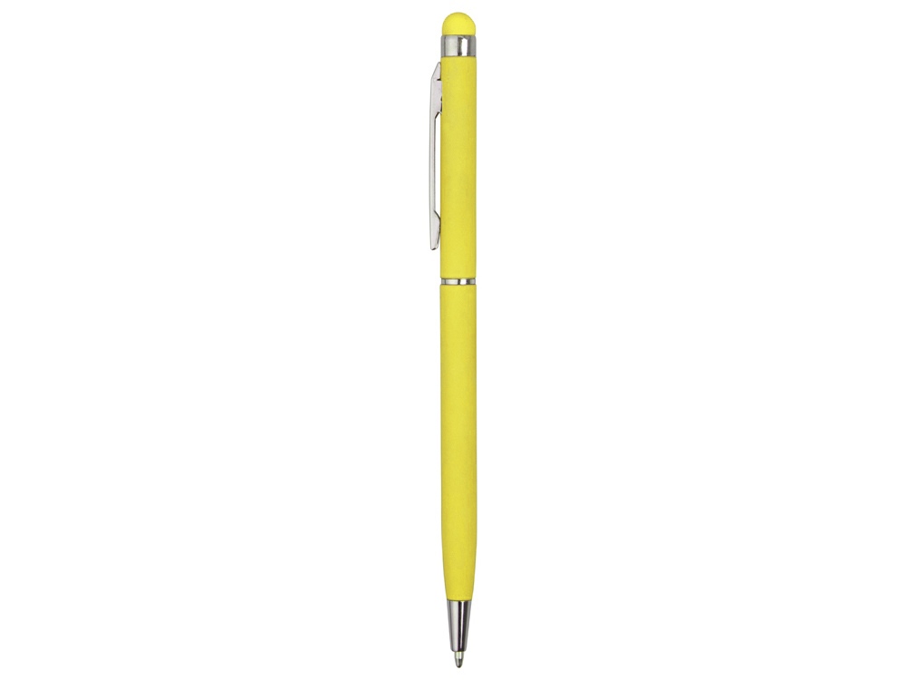 Ручка-стилус шариковая Jucy Soft с покрытием soft touch, желтый - купить оптом