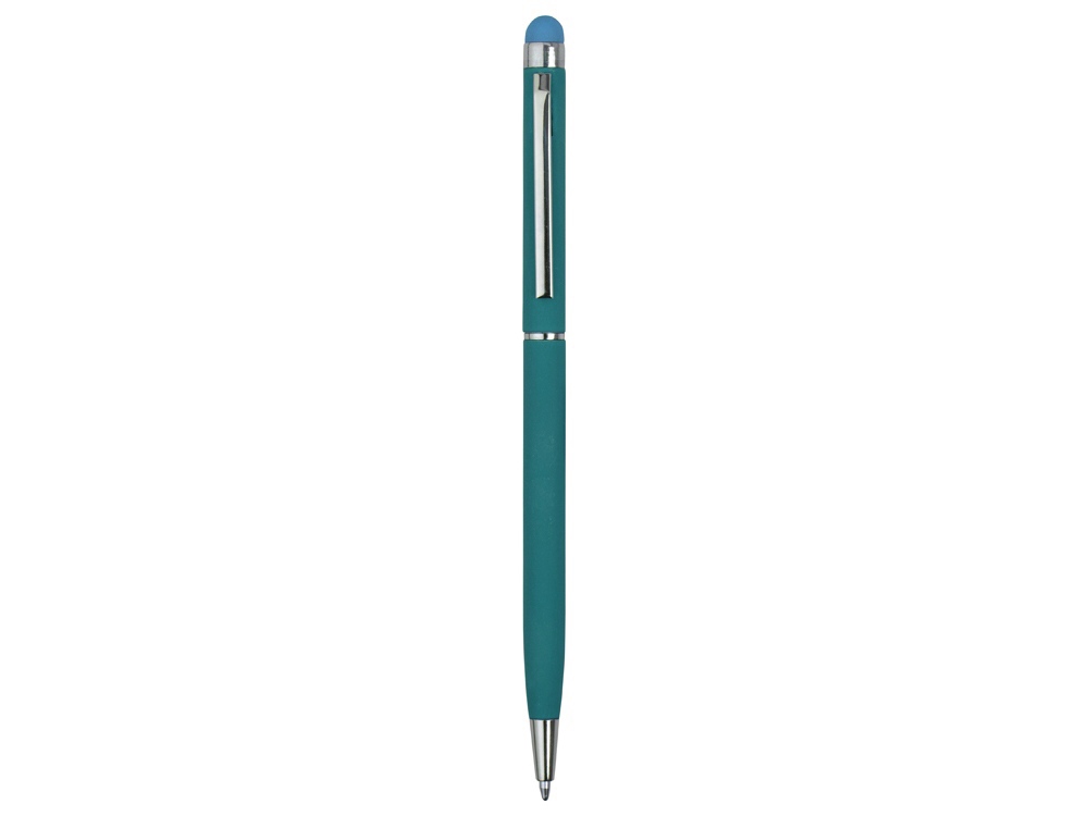 Ручка-стилус шариковая Jucy Soft с покрытием soft touch, бирюзовый - купить оптом