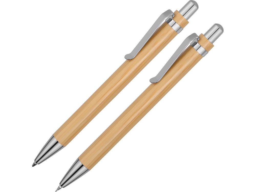 Набор Bamboo шариковая ручка и механический карандаш, натуральный - купить оптом