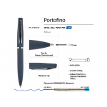 Ручка Portofino шариковая  автоматическая, синий металлический корпус, 1.0 мм, синяя, фото 2