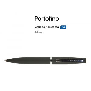 Ручка Portofino шариковая  автоматическая, черный металлический корпус, 1,0 мм, синяя - купить оптом