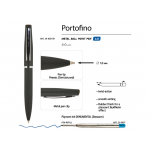 Ручка Portofino шариковая  автоматическая, черный металлический корпус, 1,0 мм, синяя, фото 2