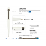 Ручка Verona шариковая автоматическая, белый металлический корпус, 1.0 мм, синяя, фото 2