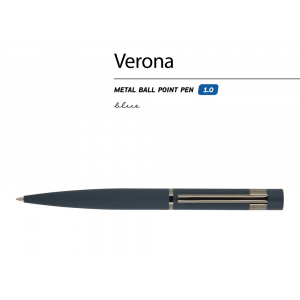 Ручка Verona шариковая автоматическая, синий металлический корпус 1.0 мм, синяя - купить оптом