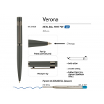 Ручка Verona шариковая  автоматическая, серый металлический корпус 1.0 мм, синяя, графит, фото 1