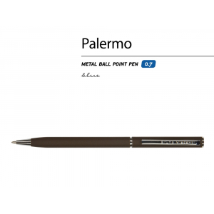 Ручка Palermo шариковая  автоматическая, коричневый металлический корпус, 0,7 мм, синяя - купить оптом