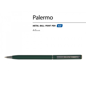 Ручка Palermo шариковая  автоматическая, зеленый металлический корпус, 0,7 мм, синяя - купить оптом