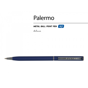 Ручка Palermo шариковая  автоматическая, темно-синий металлический корпус, 0,7 мм, синяя - купить оптом