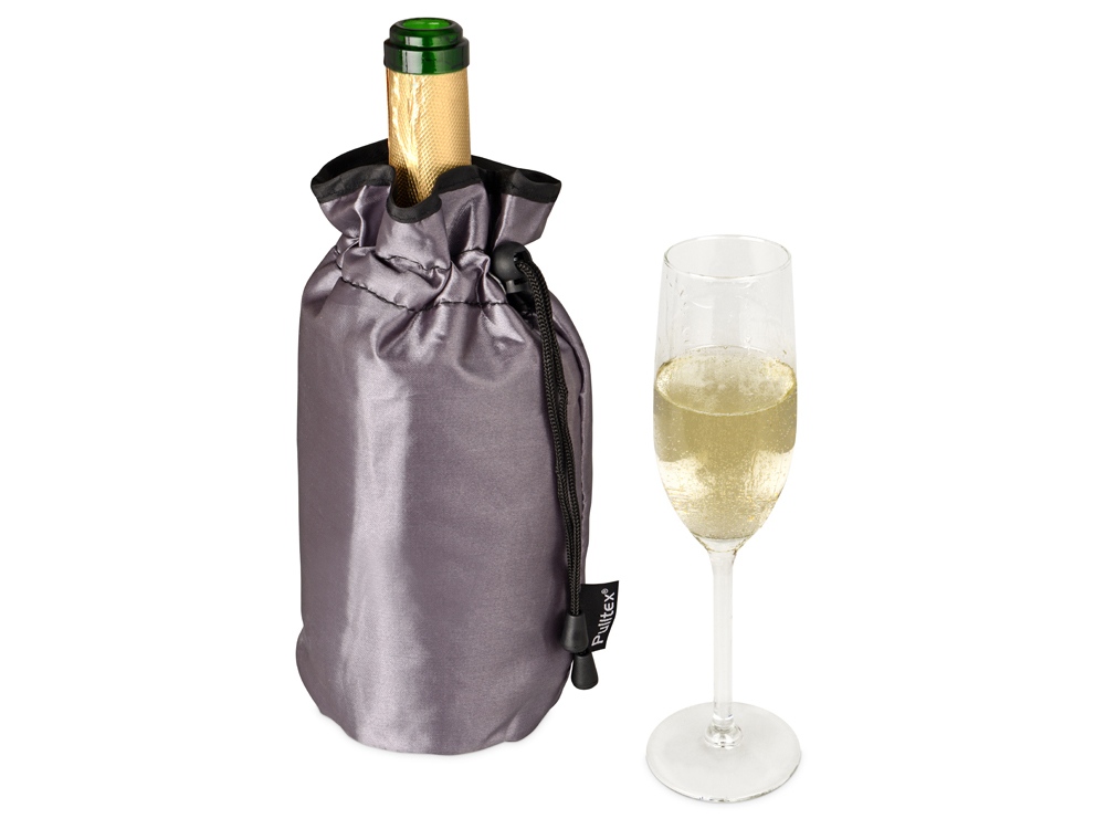 Охладитель для бутылки шампанского Cold bubbles из ПВХ в виде мешочка, серебристый - купить оптом