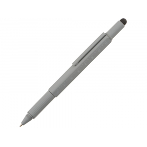 Ручка шариковая металлическая Tool, серый. Встроенный уровень, мини отвертка, стилус - купить оптом