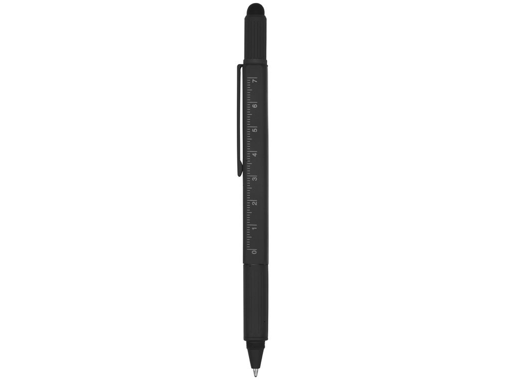 Ручка шариковая металлическая Tool, черный. Встроенный уровень, мини отвертка, стилус - купить оптом