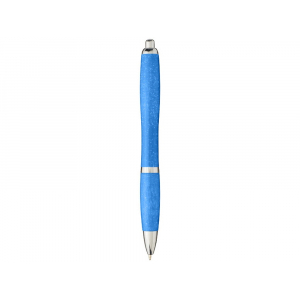 Шариковая ручка Nash из пшеничной соломы с хромированным наконечником, cиний, синий - купить оптом
