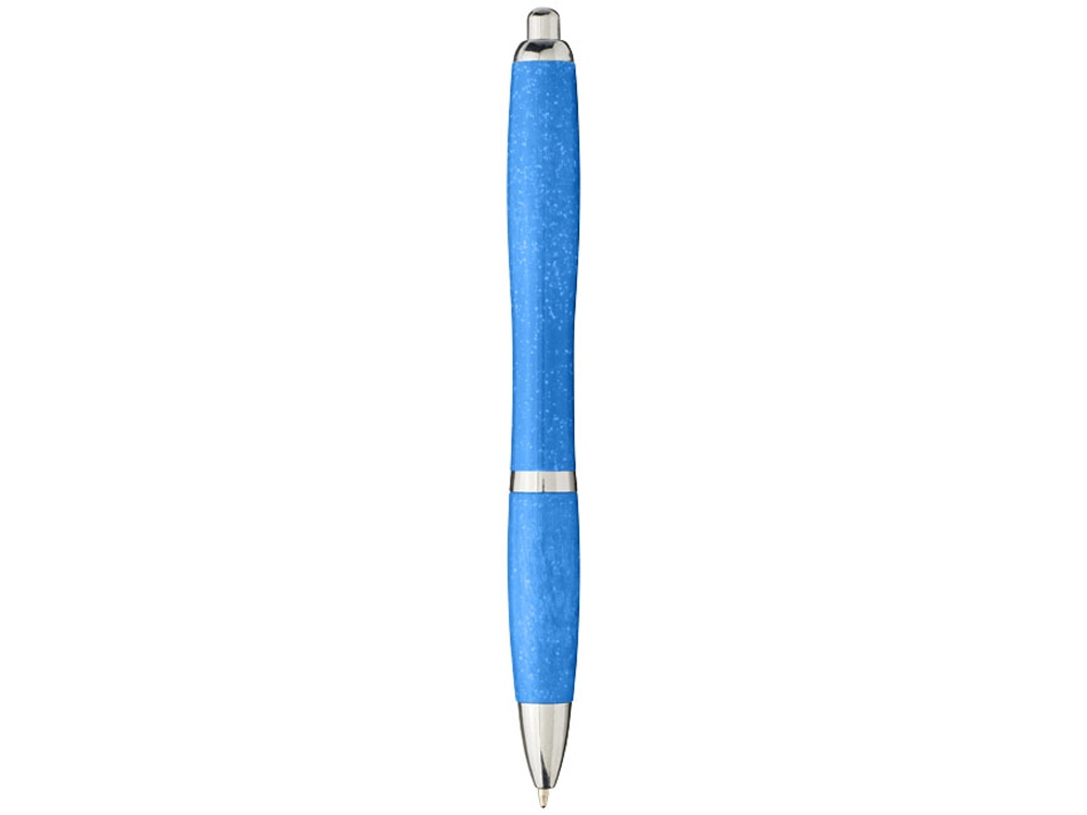 Шариковая ручка Nash из пшеничной соломы с хромированным наконечником, cиний, синий - купить оптом