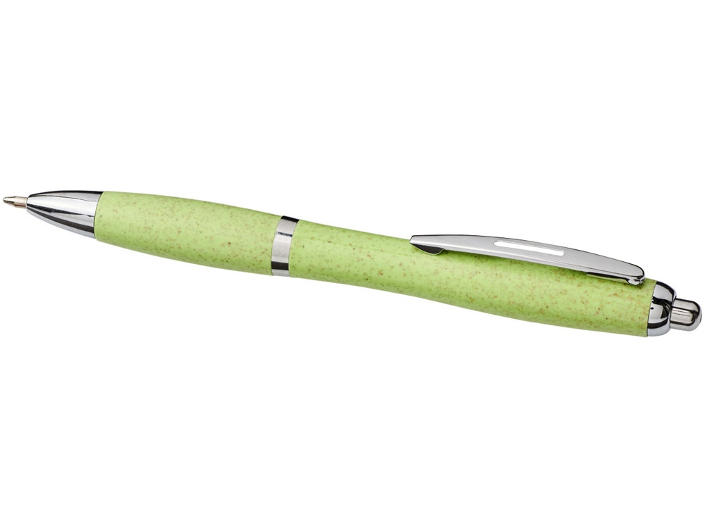 Шариковая ручка Nash из пшеничной соломы с хромированным наконечником, зеленый - купить оптом