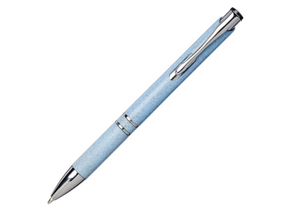 Шариковая кнопочная ручка Moneta из АБС-пластика и пшеничной соломы, cиний, синий - купить оптом