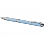 Шариковая кнопочная ручка Moneta из АБС-пластика и пшеничной соломы, cиний, синий, фото 2