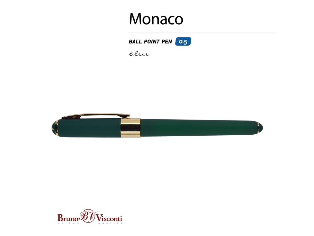 Ручка пластиковая шариковая Monaco, 0,5мм, синие чернила, зеленый - купить оптом
