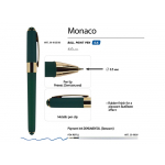 Ручка пластиковая шариковая Monaco, 0,5мм, синие чернила, зеленый, фото 2