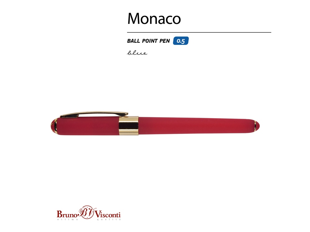 Ручка пластиковая шариковая Monaco, 0,5мм, синие чернила, красный - купить оптом