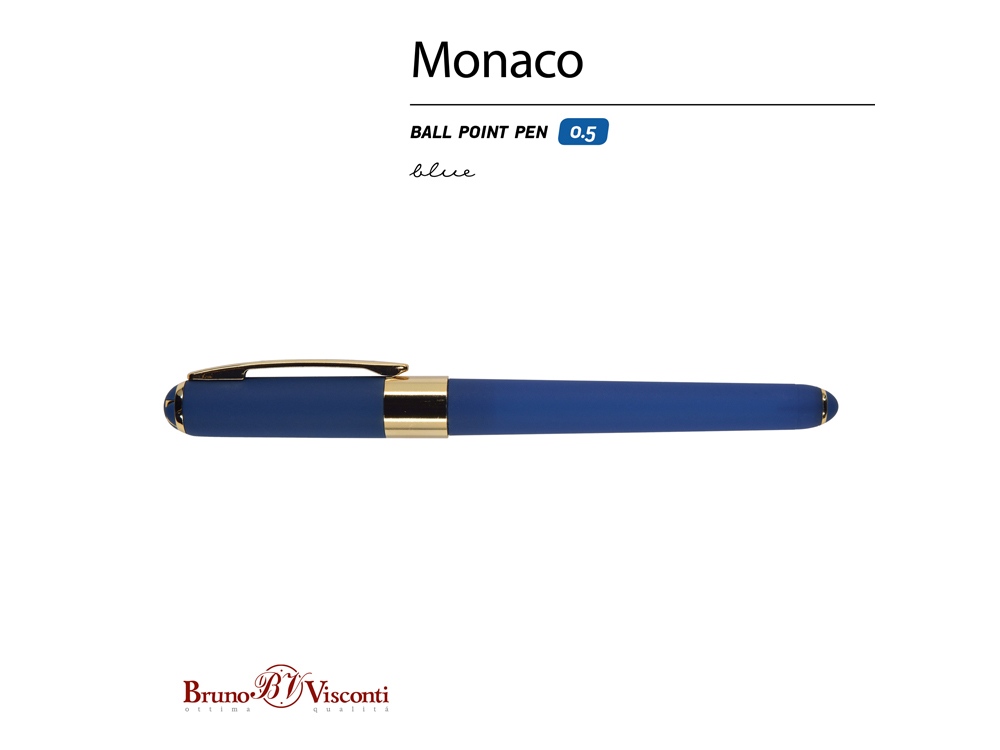 Ручка пластиковая шариковая Monaco, 0,5мм, синие чернила, темно-синий - купить оптом