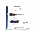 Ручка пластиковая шариковая Monaco, 0,5мм, синие чернила, темно-синий, фото 2