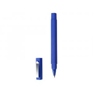 Ручка шариковая пластиковая Quadro Soft, квадратный корпус с покрытием софт-тач, синий - купить оптом