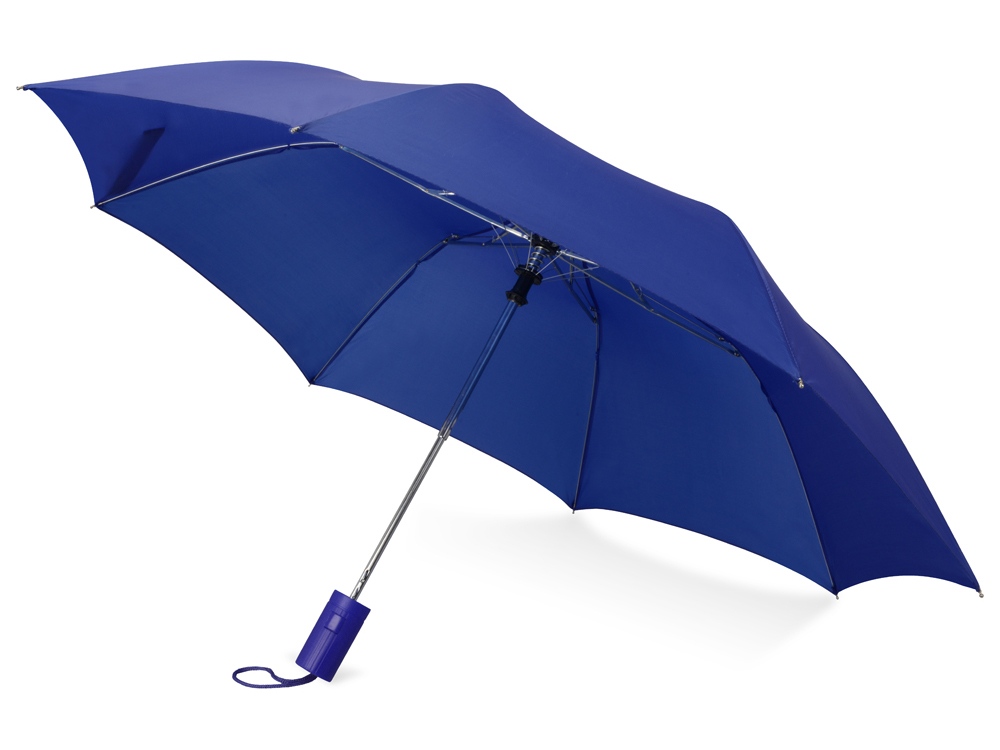 Зонт складной Tulsa, полуавтоматический, 2 сложения, с чехлом, синий (Р) - купить оптом