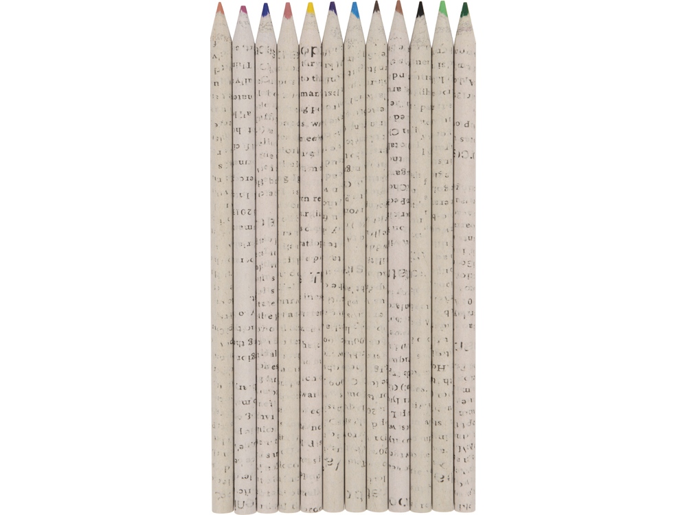 Набор цветных карандашей из газетной бумаги в тубе News, 12шт., бело-серый - купить оптом