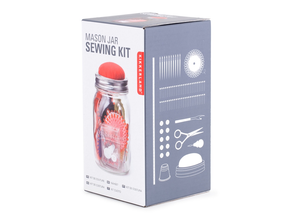 Швейный набор в банке Sewing Kit, прозрачный, разноцветный - купить оптом