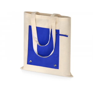 Складная хлопковая сумка для шопинга Gross с карманом, синий - купить оптом