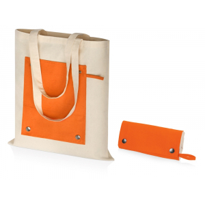 Складная хлопковая сумка для шопинга Gross с карманом, оранжевый - купить оптом