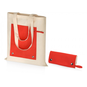 Складная хлопковая сумка для шопинга Gross с карманом, красный - купить оптом