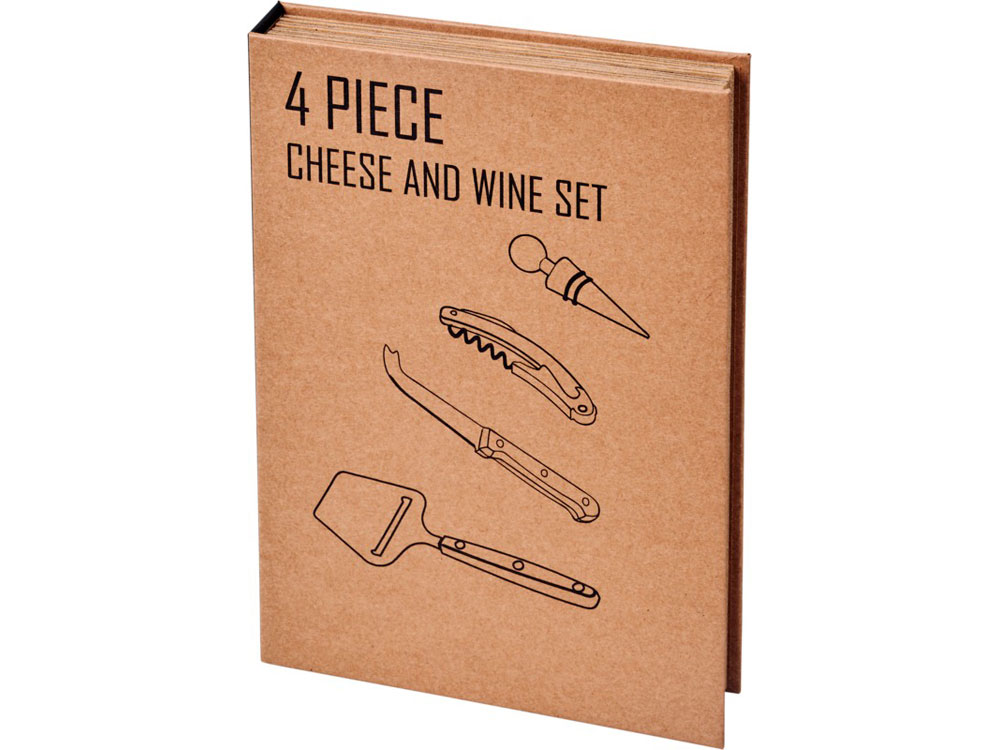 Подарочный набор для вина и сыра Reze из 4 предметов, натуральный - купить оптом